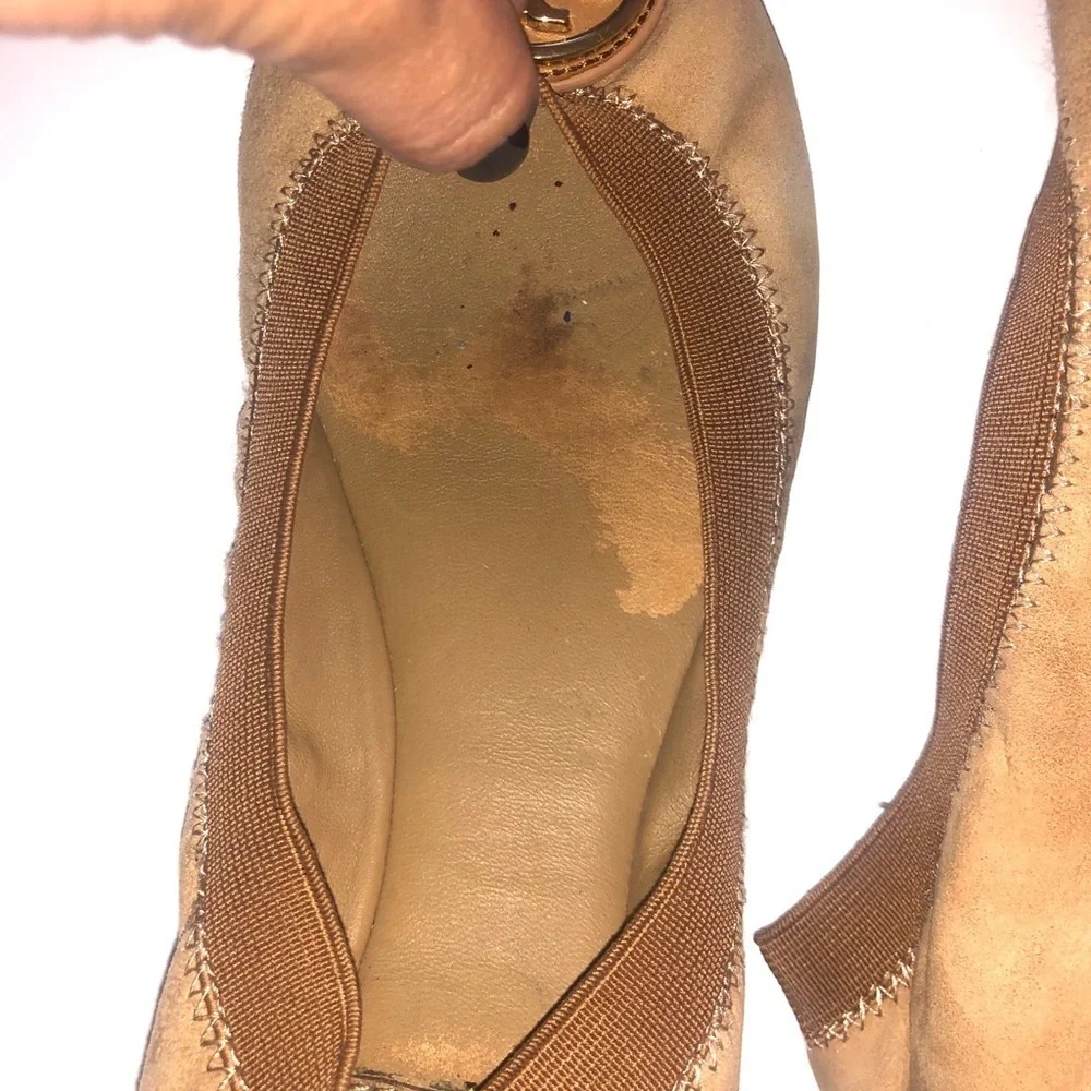 Tory Burch Caroline 2 Ballet Flats, Suede, Camel